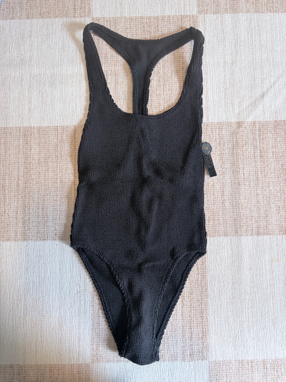 Victoria's Secret Black Textured Racerback One-Piece